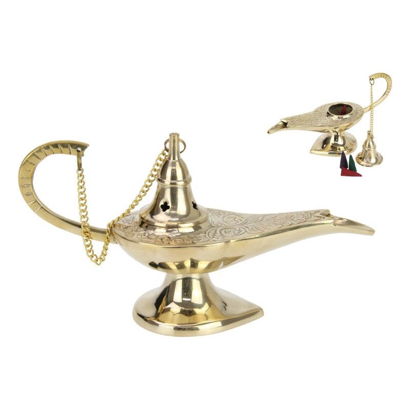 Brass Aladdin Chirag Genie Lamp Burner Beaded Chirag Oil Lamp