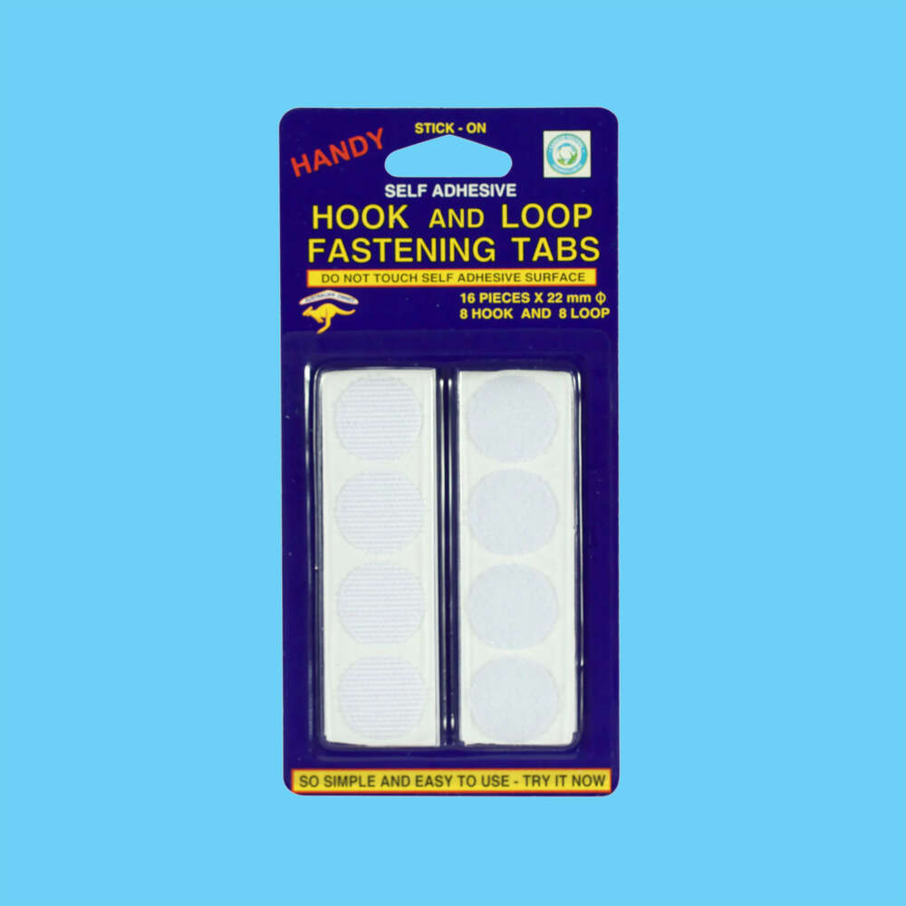 Hook & Loop Fasteners 16pc Velcro Tabs Black 22mm 
