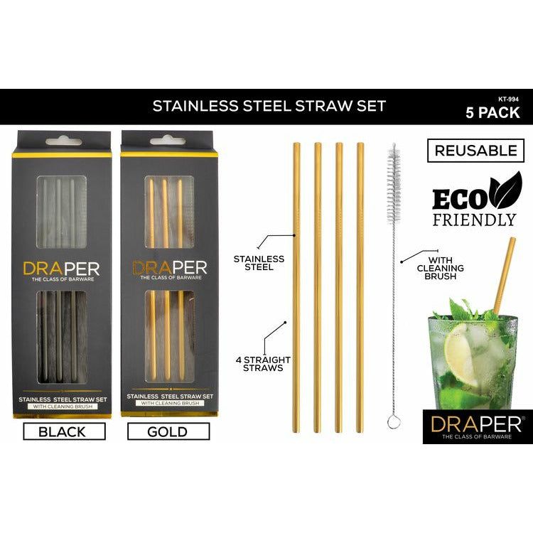 5-Pack Stainless Steel Straw Set