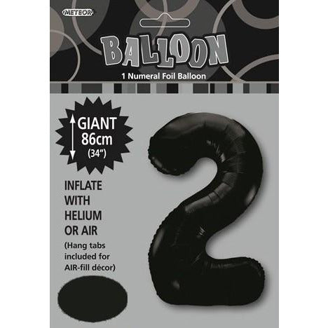 Black 2 Numeral - Foil Balloon