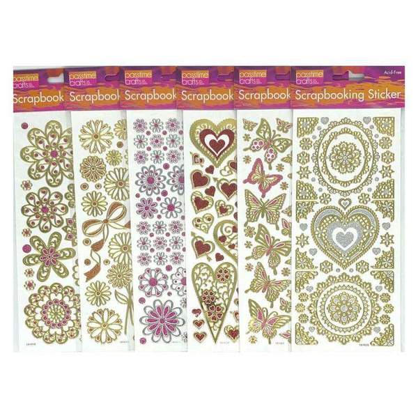 Scrapbooking Stickers Heart Flower Butterfly - Metallic