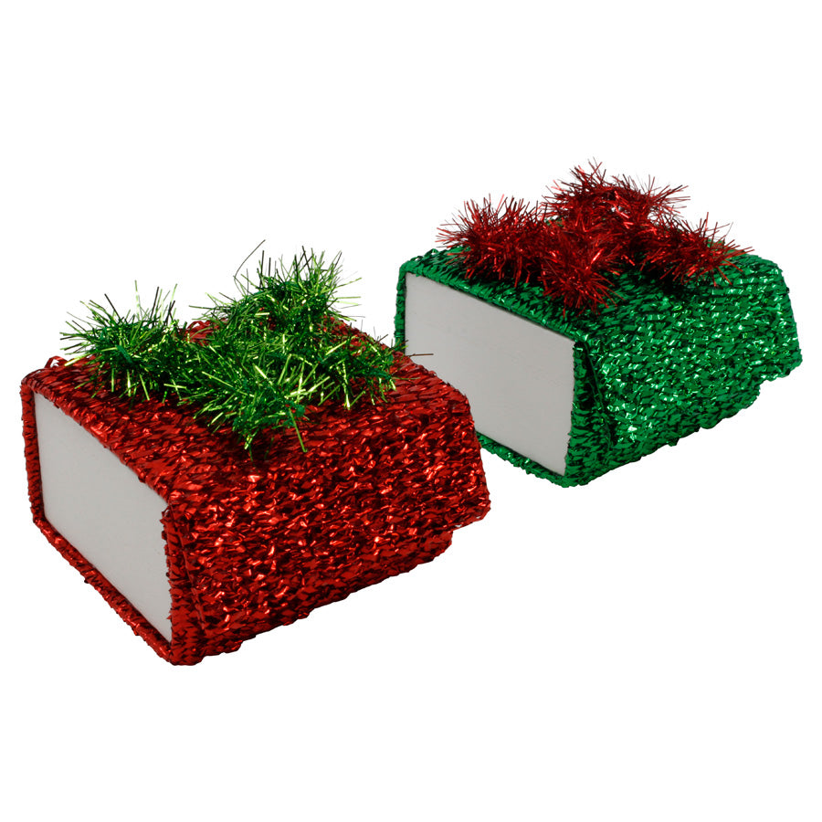 Christmas Glitter Mini Parcel Box - Green or Red