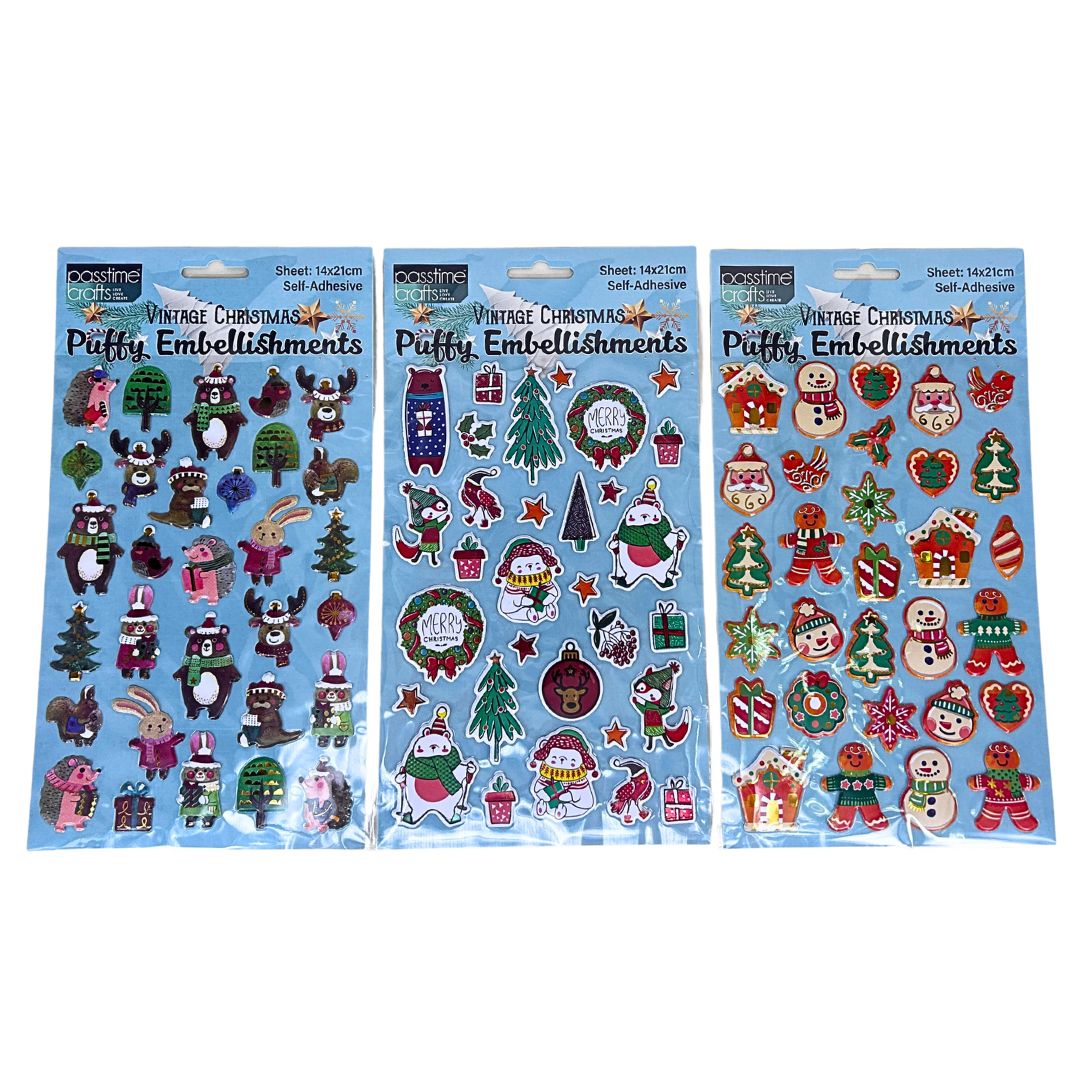 Christmas Self Adhesive Stickers - Puffy