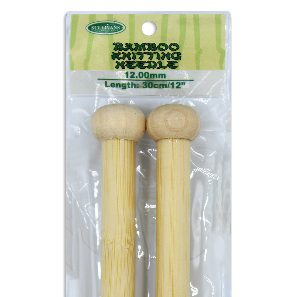 Bamboo Knitting Needles 30cm - 12mm