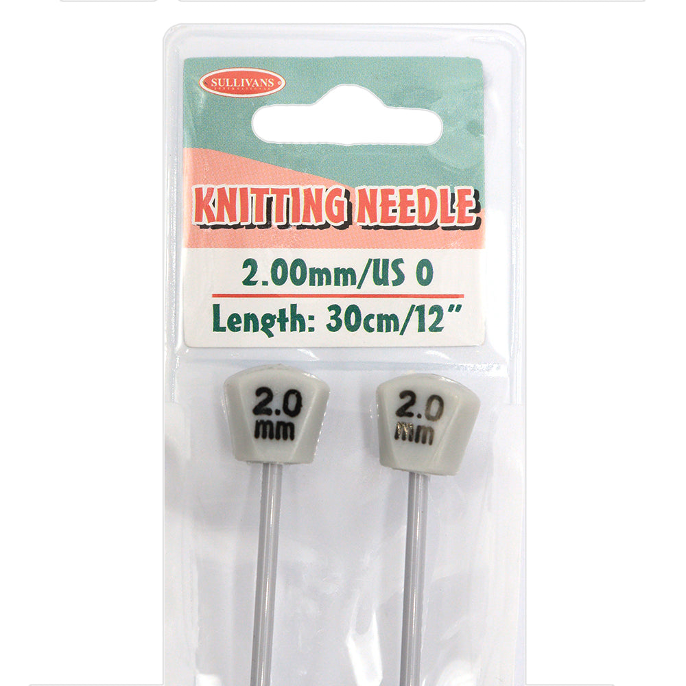 Knitting Needles Grey 30cm - 2mm