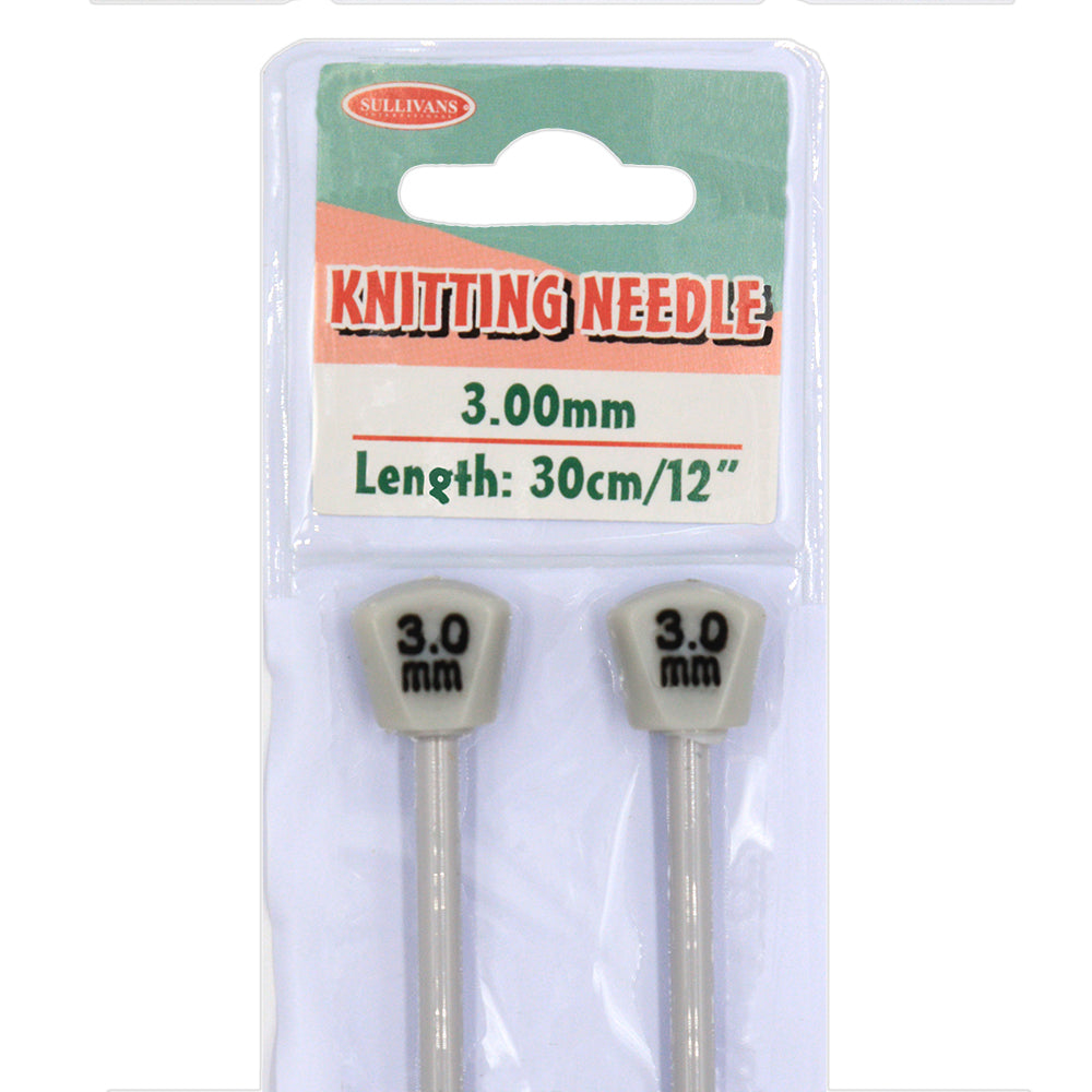 Knitting Needles Grey 30cm - 3mm