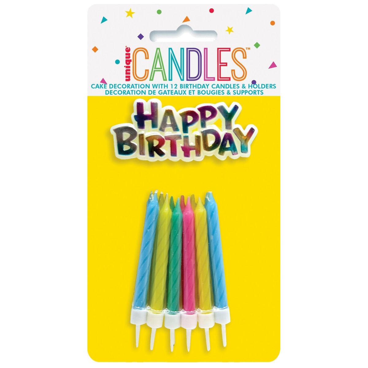 Happy Birthday Topper & Candles - Multicoloured