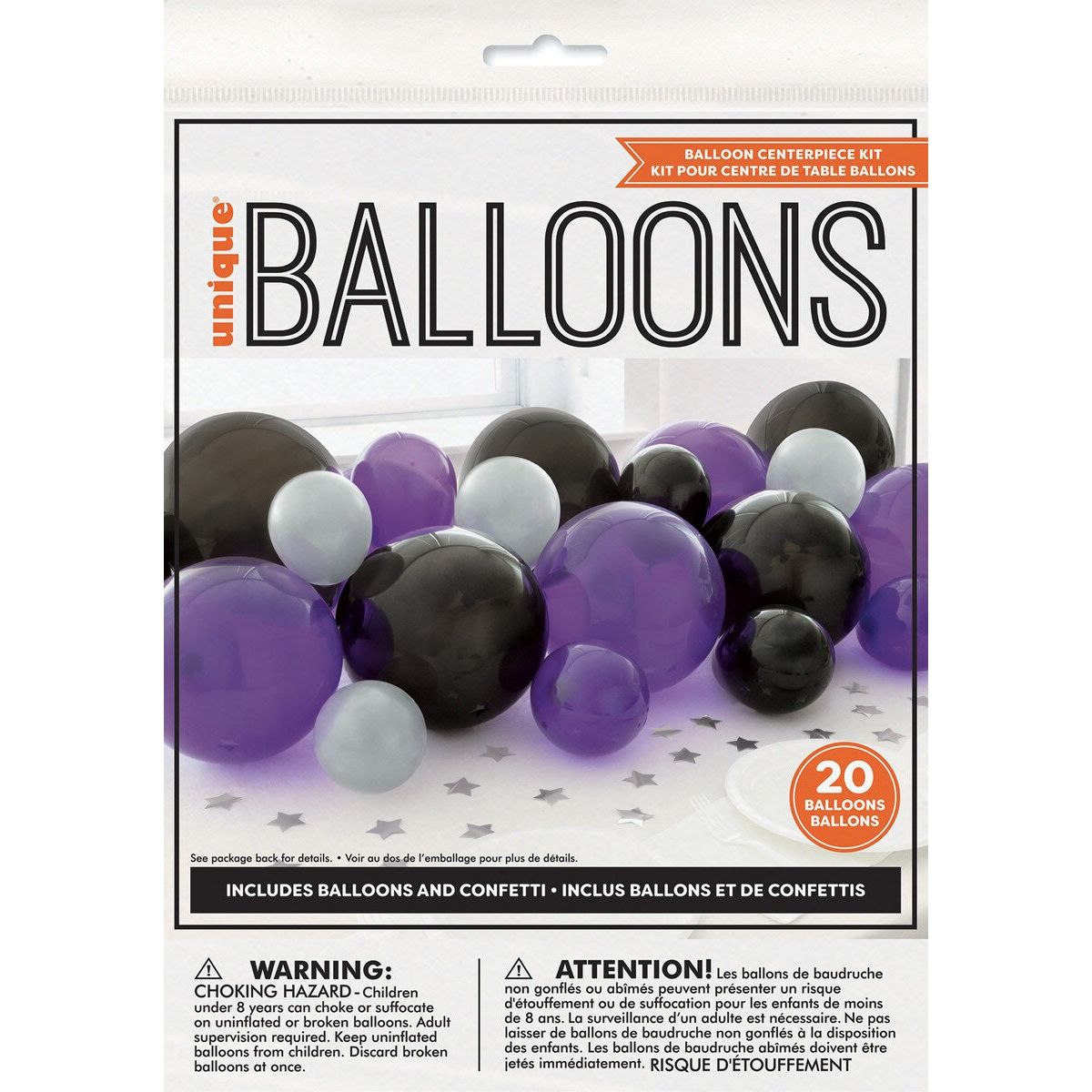 Balloon Centrepiece Kit - Black, Purple & Silver