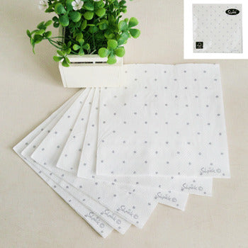 White Napkin - Silver Dotty