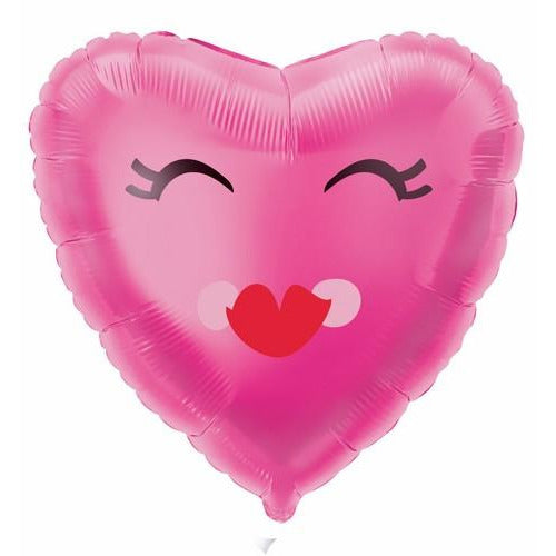 Smiling Heart Foil Balloon - Pink