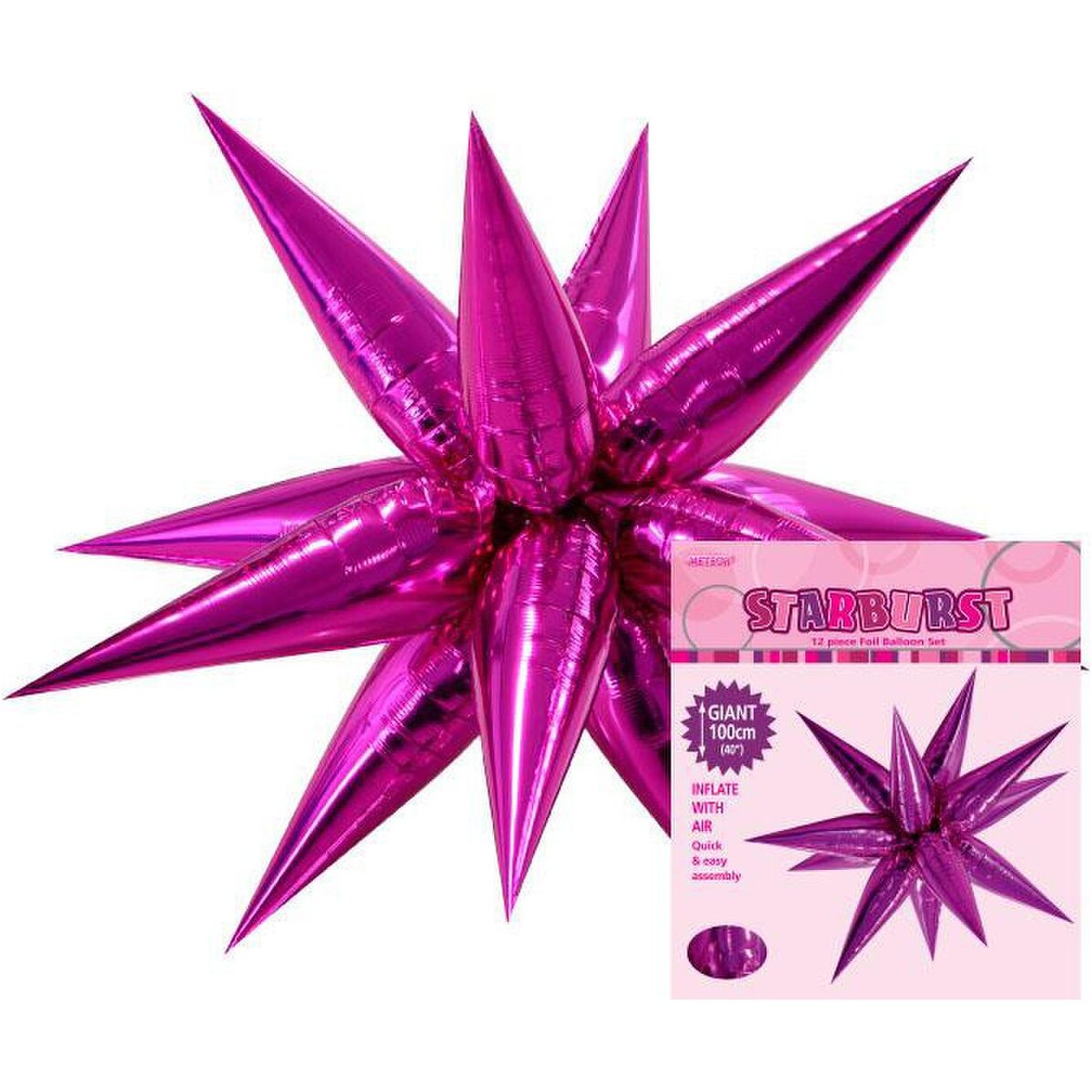 Glitz Starburst Foil Balloon - Hot Pink