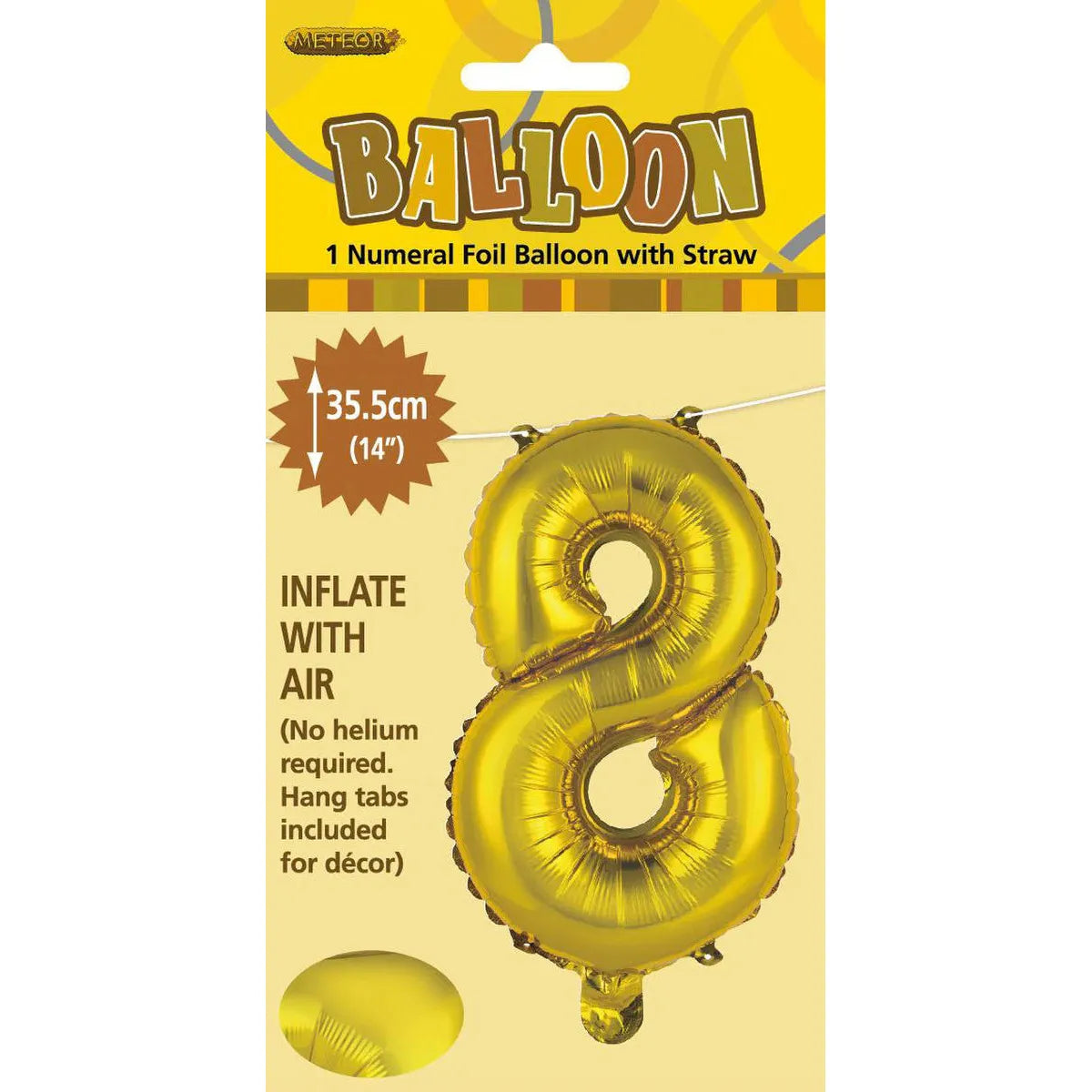 8 Numeral Foil Balloon - Gold