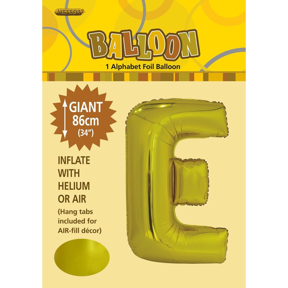 Alphabet E Foil Balloon - Gold