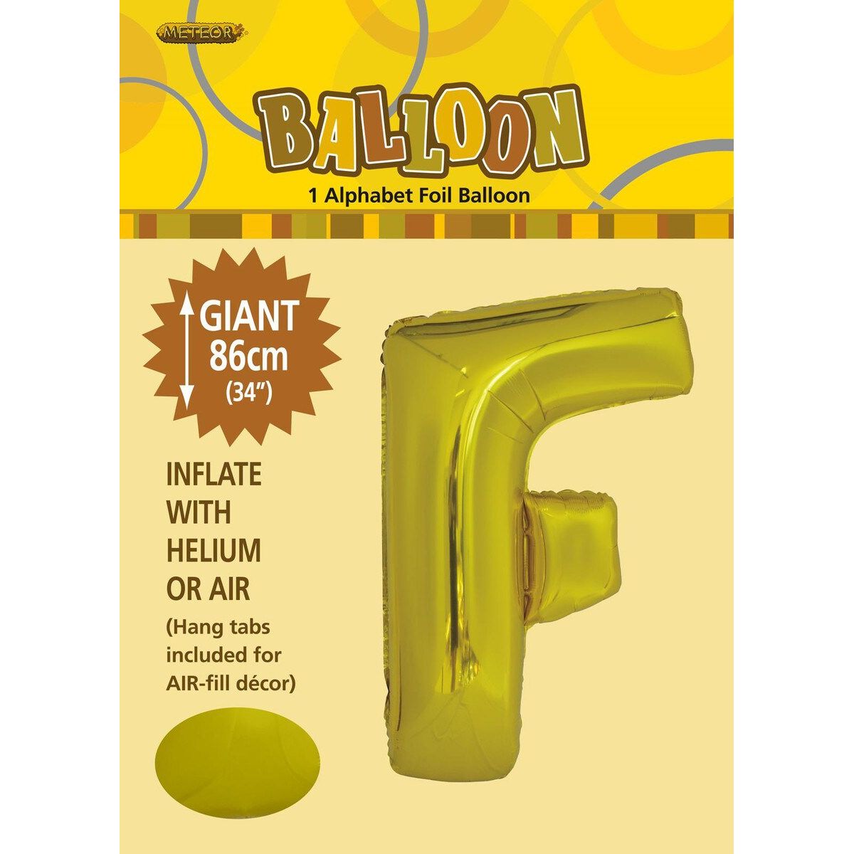 Alphabet F Foil Balloon - Gold