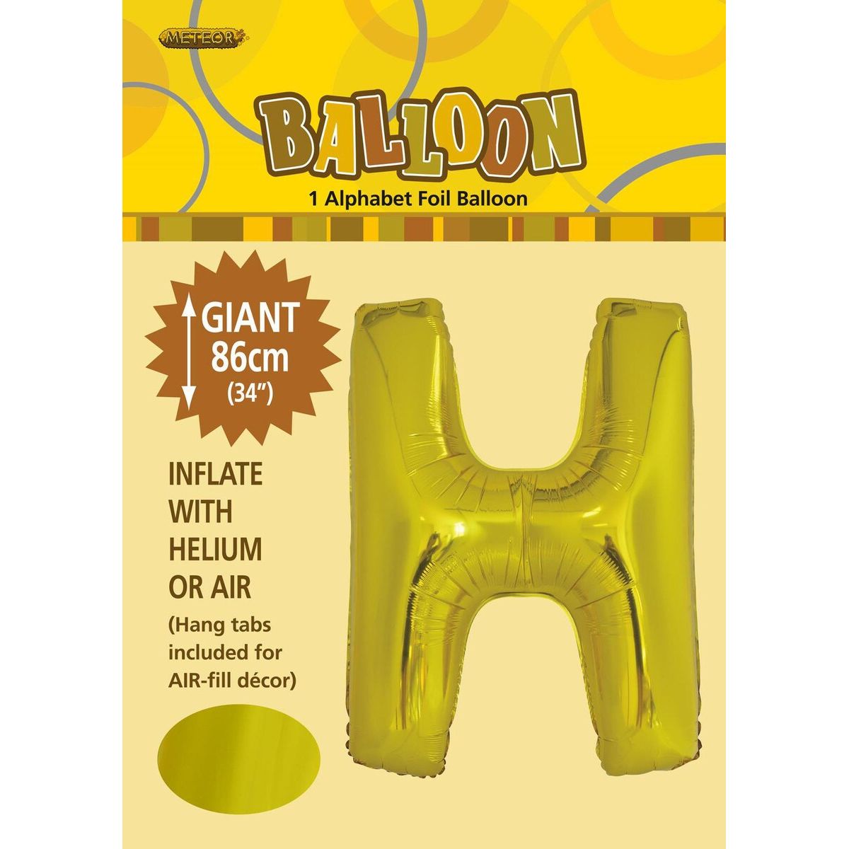 Alphabet H Foil Balloon - Gold