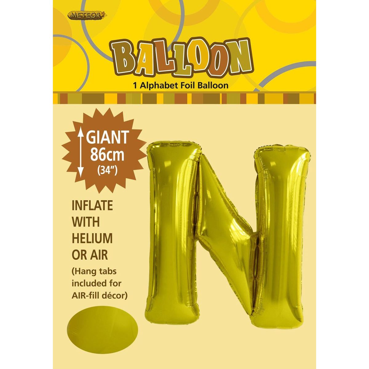 Alphabet N Foil Balloon - Gold