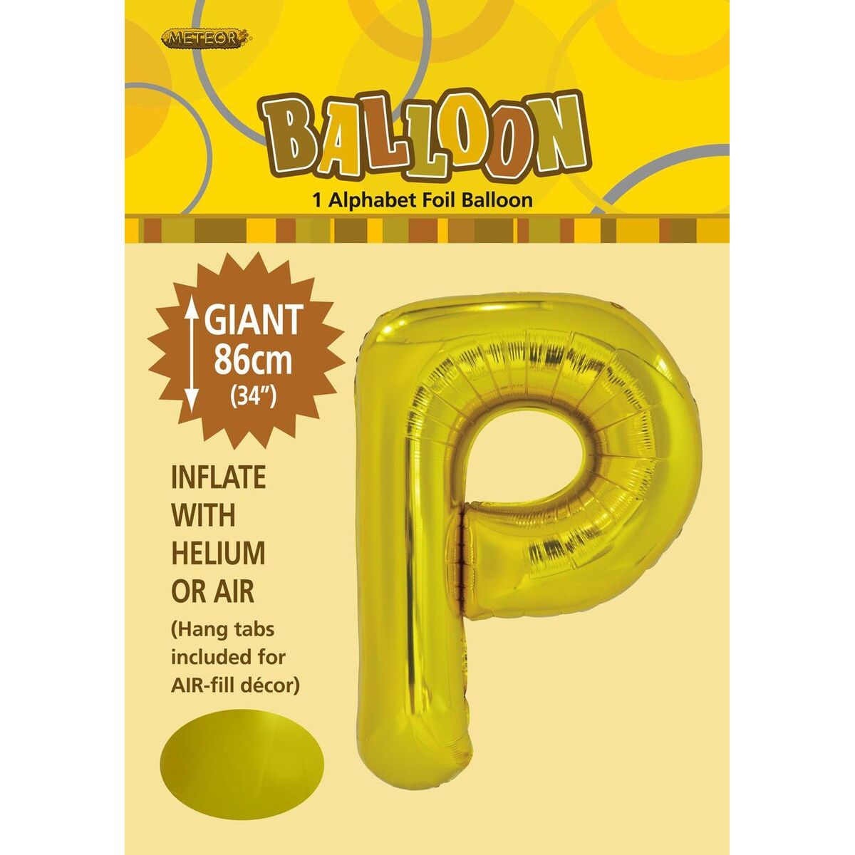 Alphabet P Foil Balloon - Gold