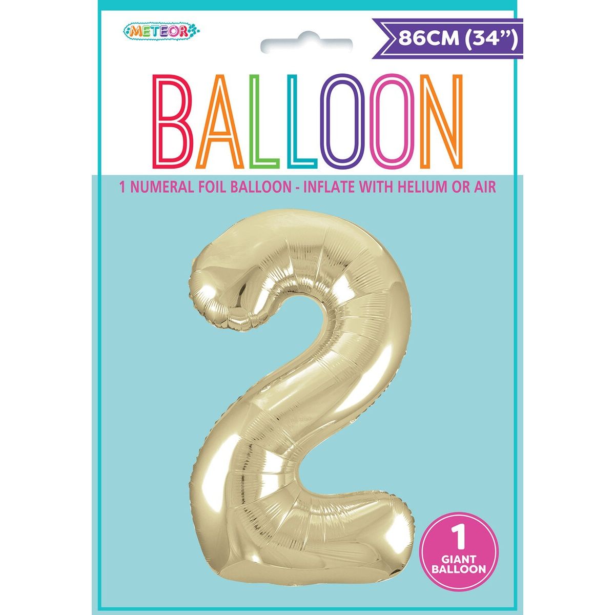 Foil Balloon Number 2 - Champagne Gold