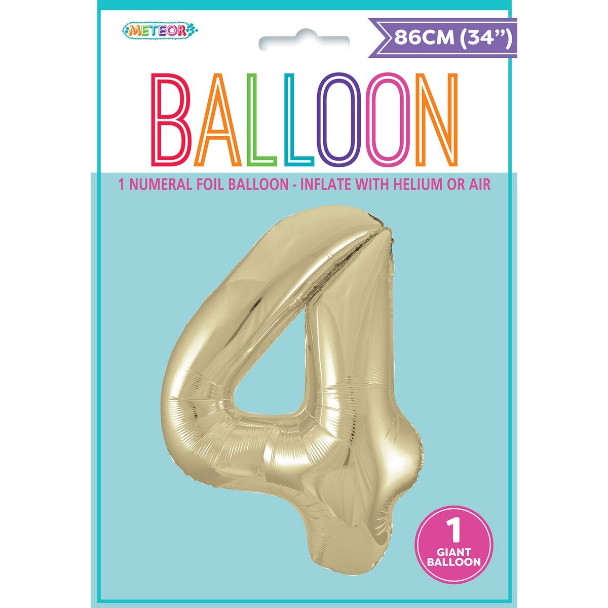 Foil Balloon Number 4 - Champagne Gold