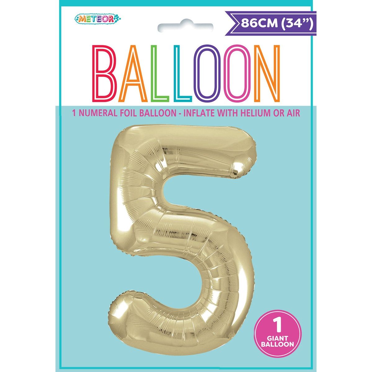 Foil Balloon Number 5 - Champagne Gold