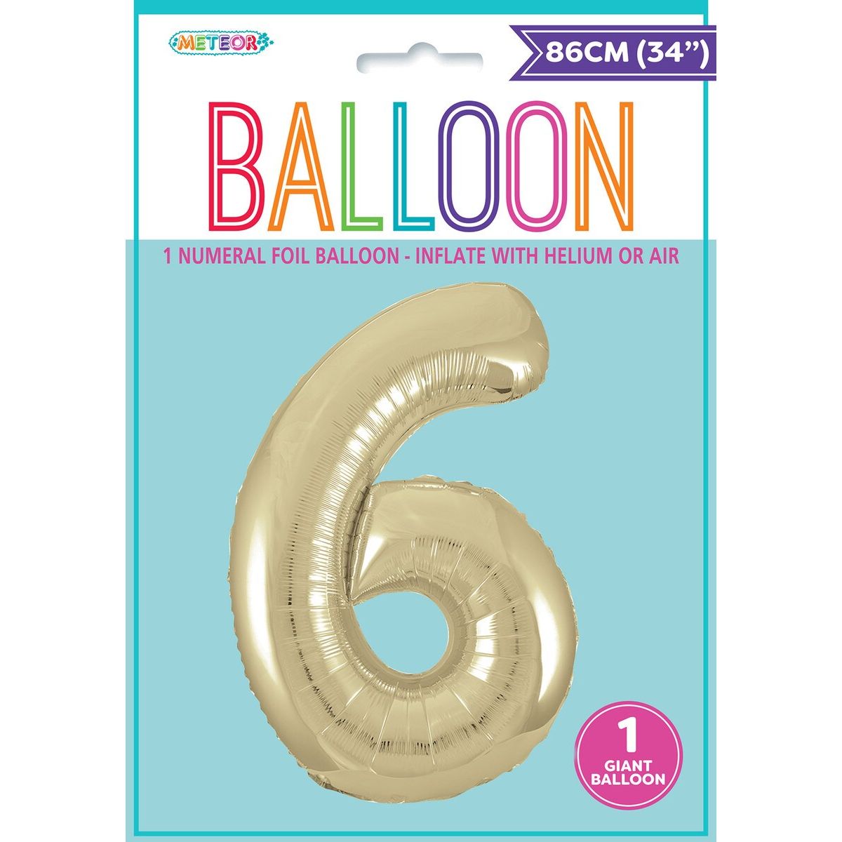 Foil Balloon Number 6 - Champagne Gold