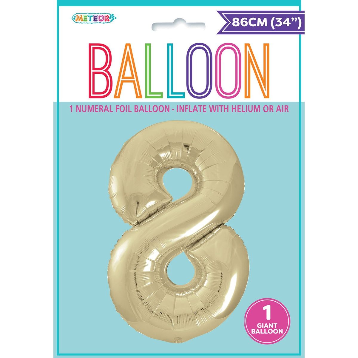 Foil Balloon Number 8 - Champagne Gold