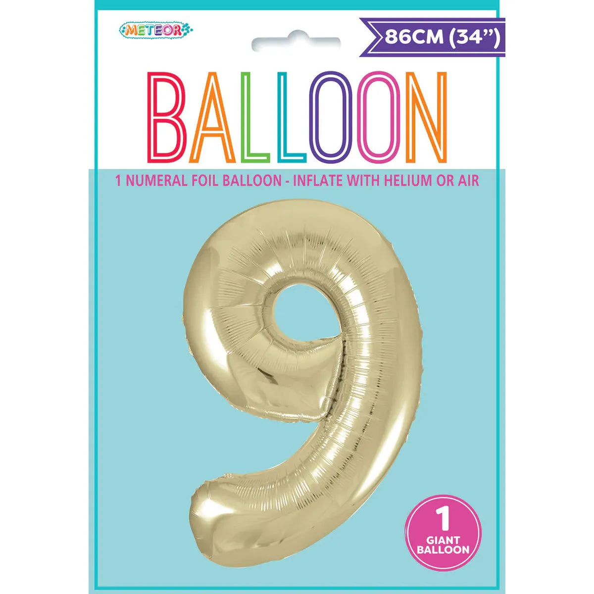 Foil Balloon Number 9 - Champagne Gold