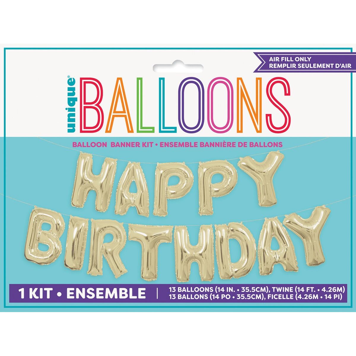 Happy Birthday Foil Letter Balloon Kit - Champagne Gold