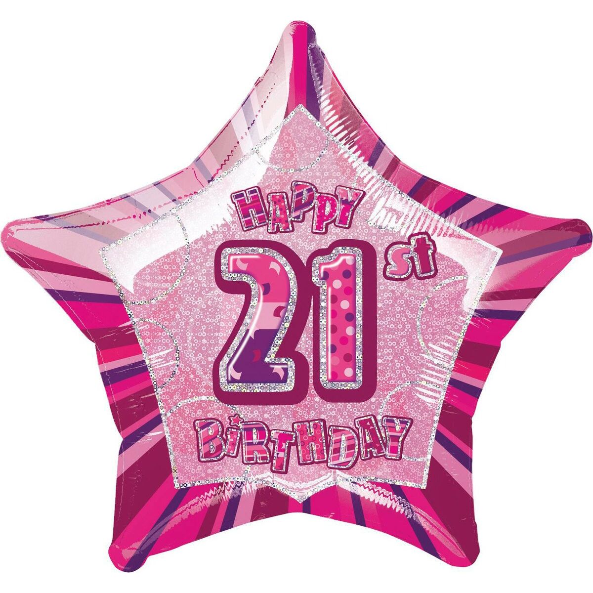 Glitz Pink - 21st Birthday Star Foil Balloon