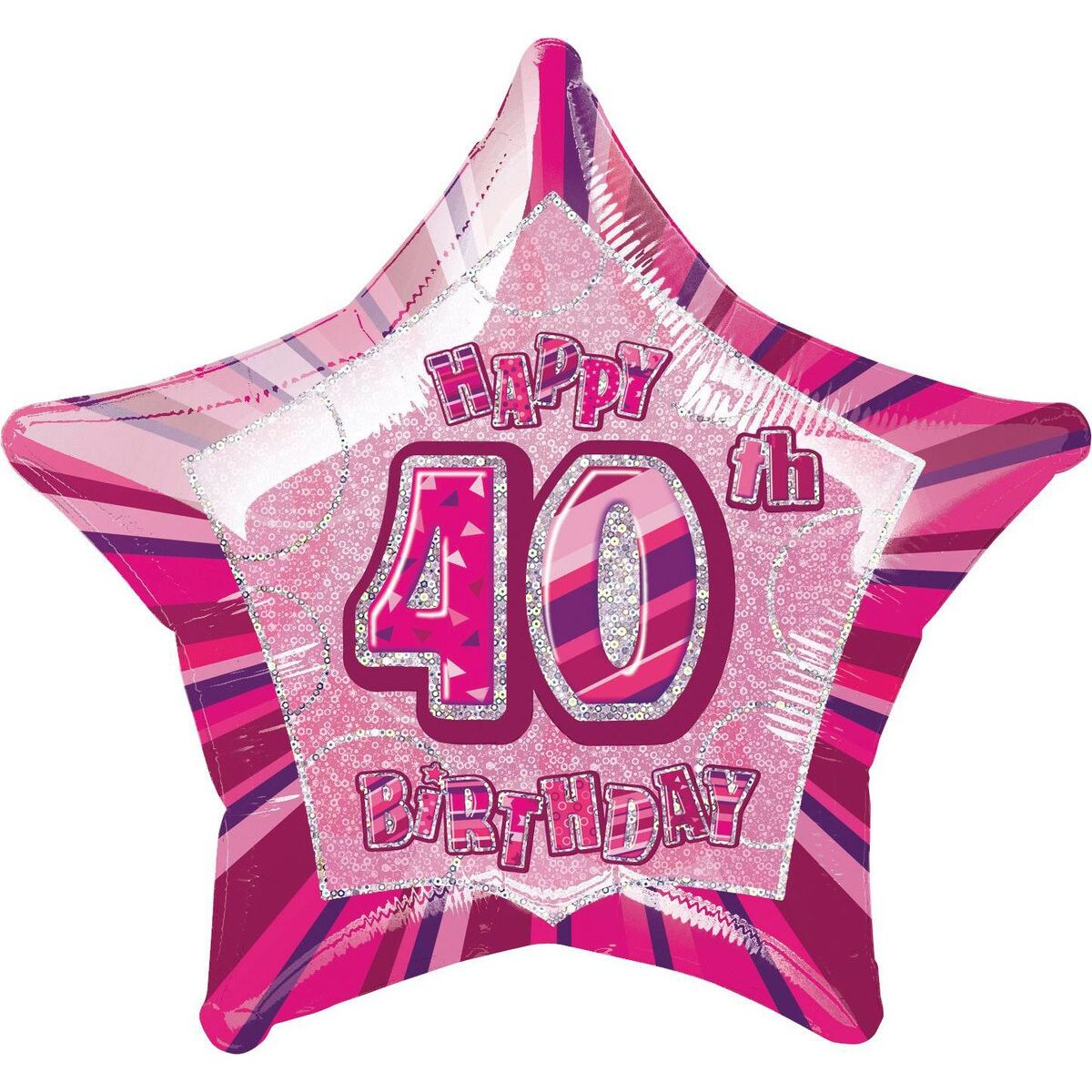 Glitz Pink - 40th Birthday Star Foil Balloon