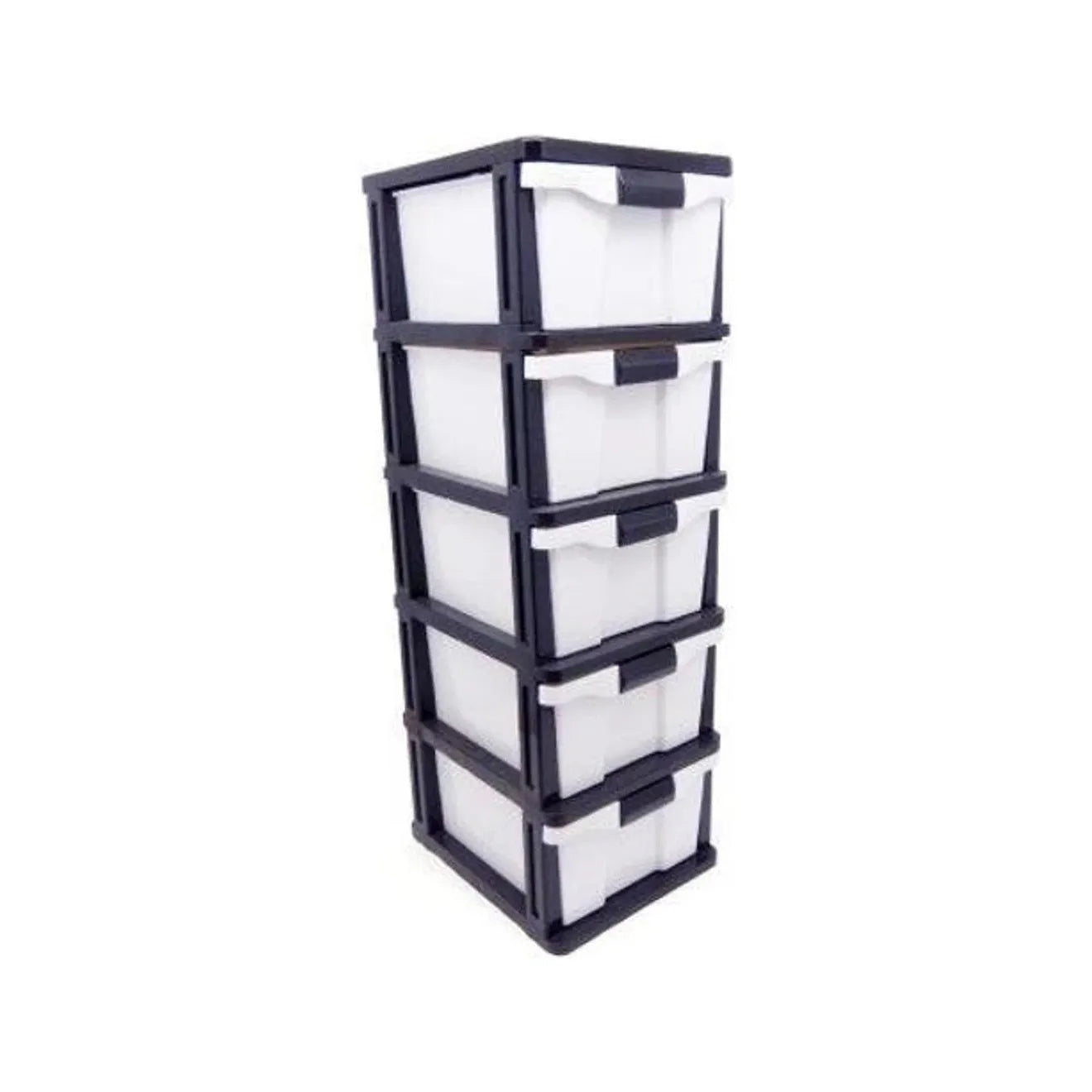 5 Draws Compact Plastic Storage Black & White - PICK UP ONLY