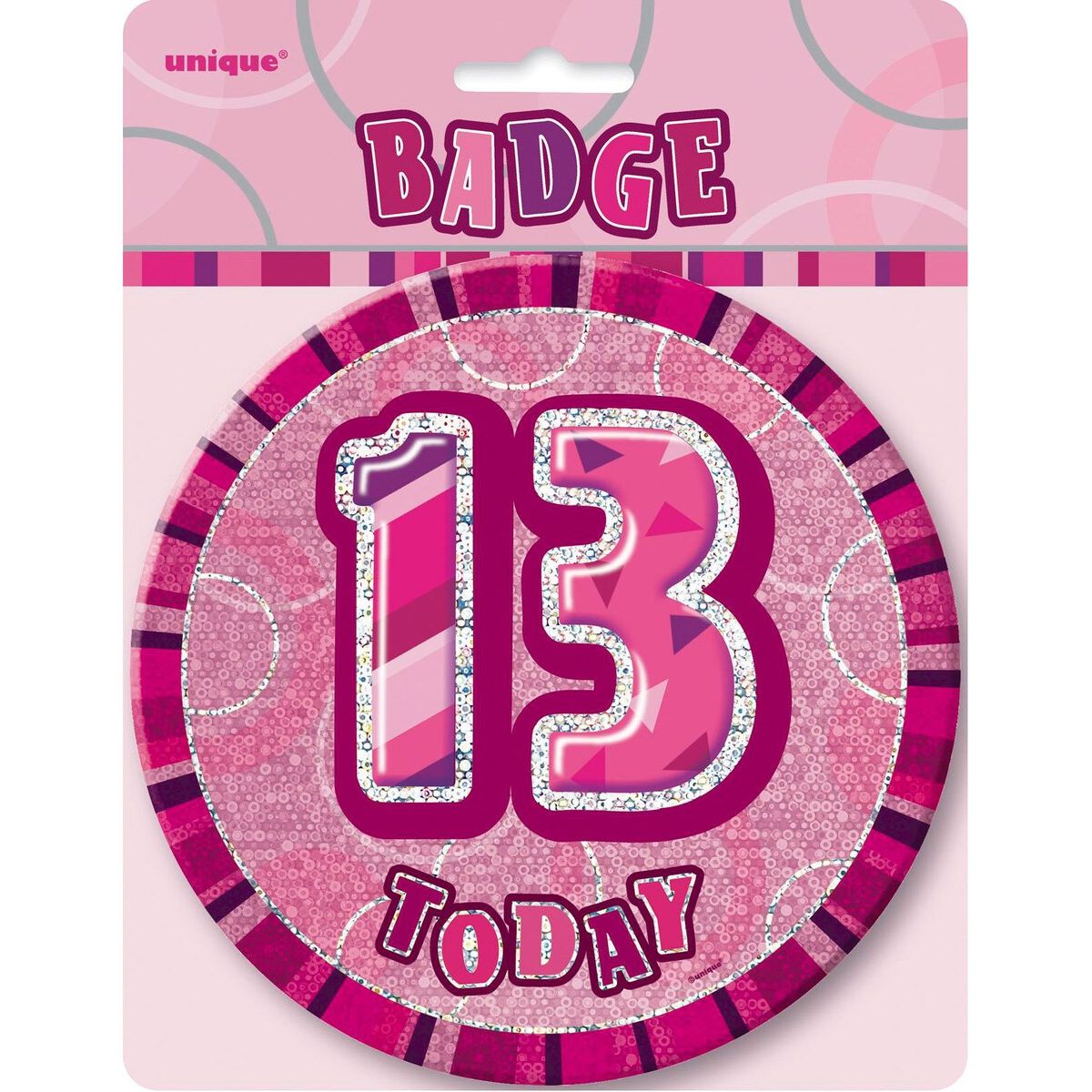 13th Birthday Jumbo Badge - Glitz Pink