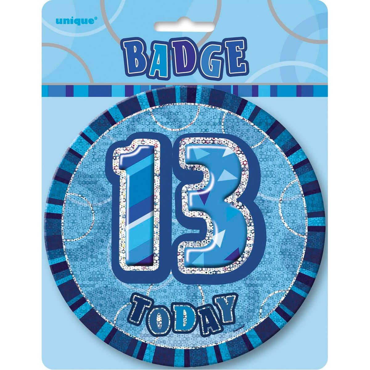 13th Birthday Jumbo Badge - Glitz Blue