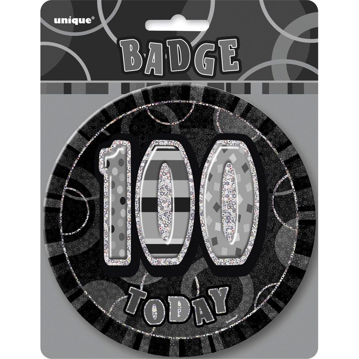 100th Birthday Jumbo Badge - Glitz Black