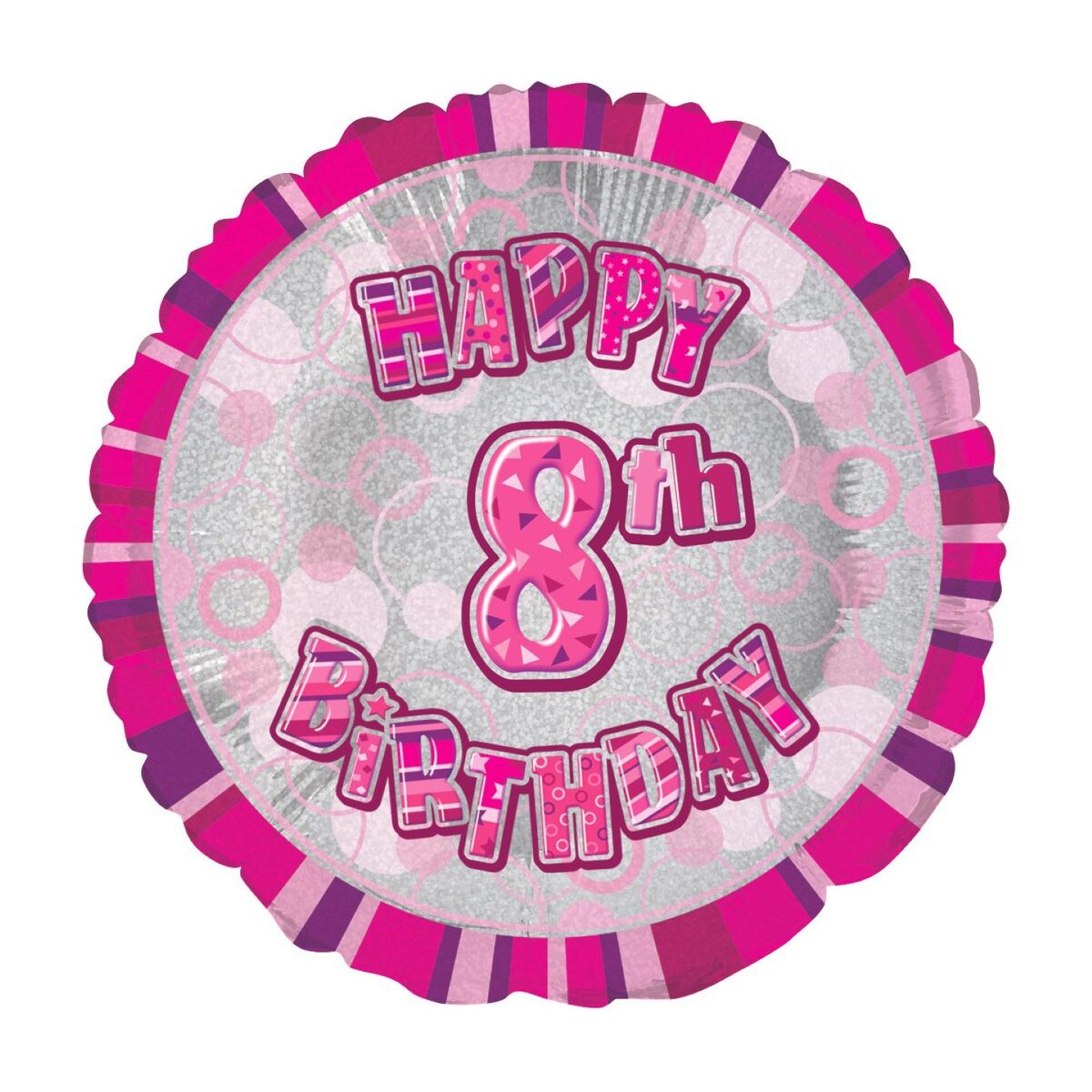 Glitz Pink - 8th Birthday Round Foil Balloon