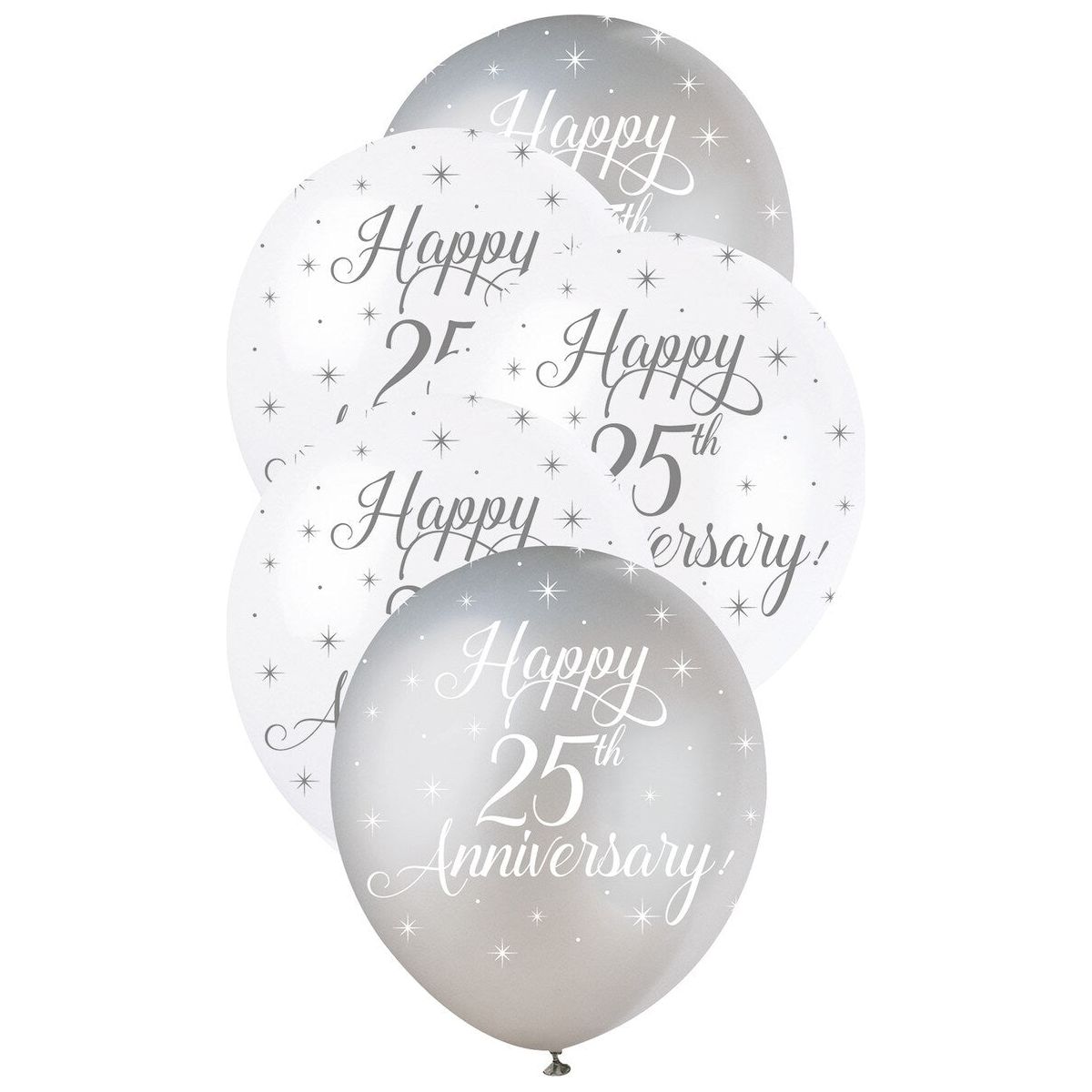 Happy 25Th Anniversary Pearl Balloons - Silver & White