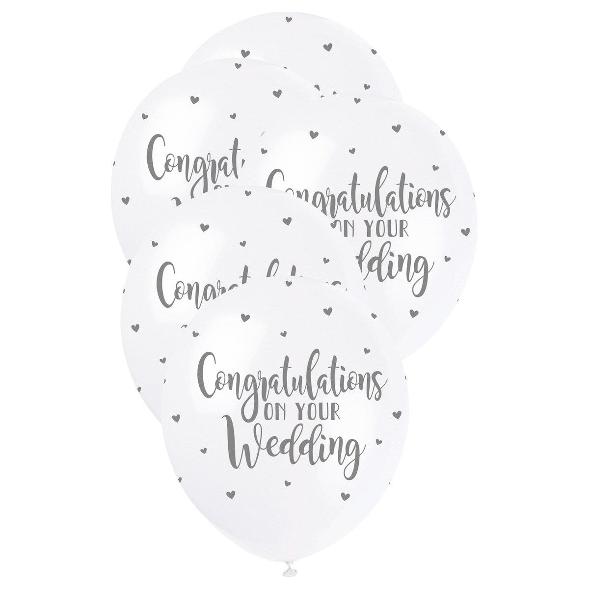 Congrats Wedding Pearl Balloons- Silver & White