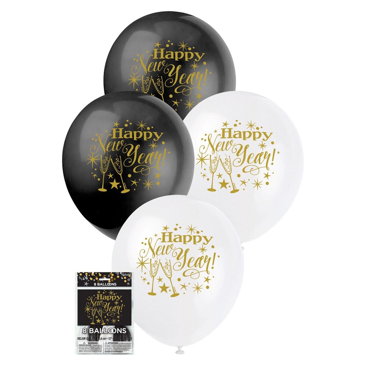 Happy New Year's Balloons - Glittering