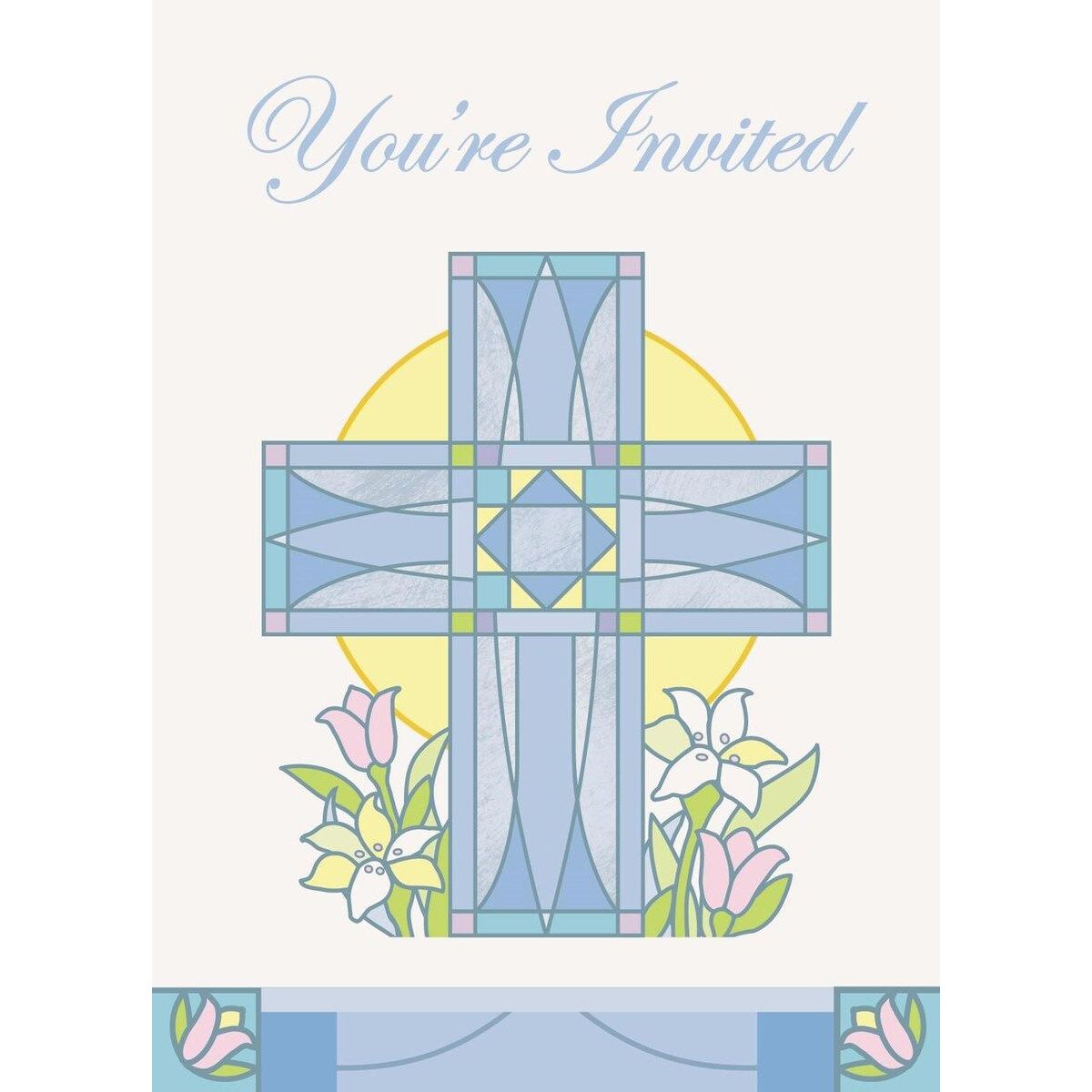 Sacred Cross Invitations - Blue