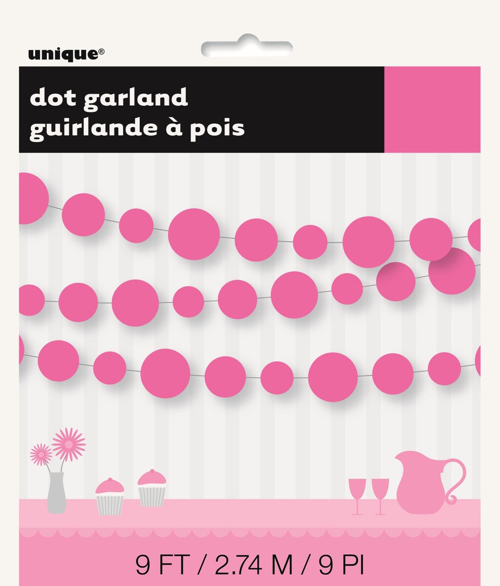 Dots Paper Garland - Hot Pink