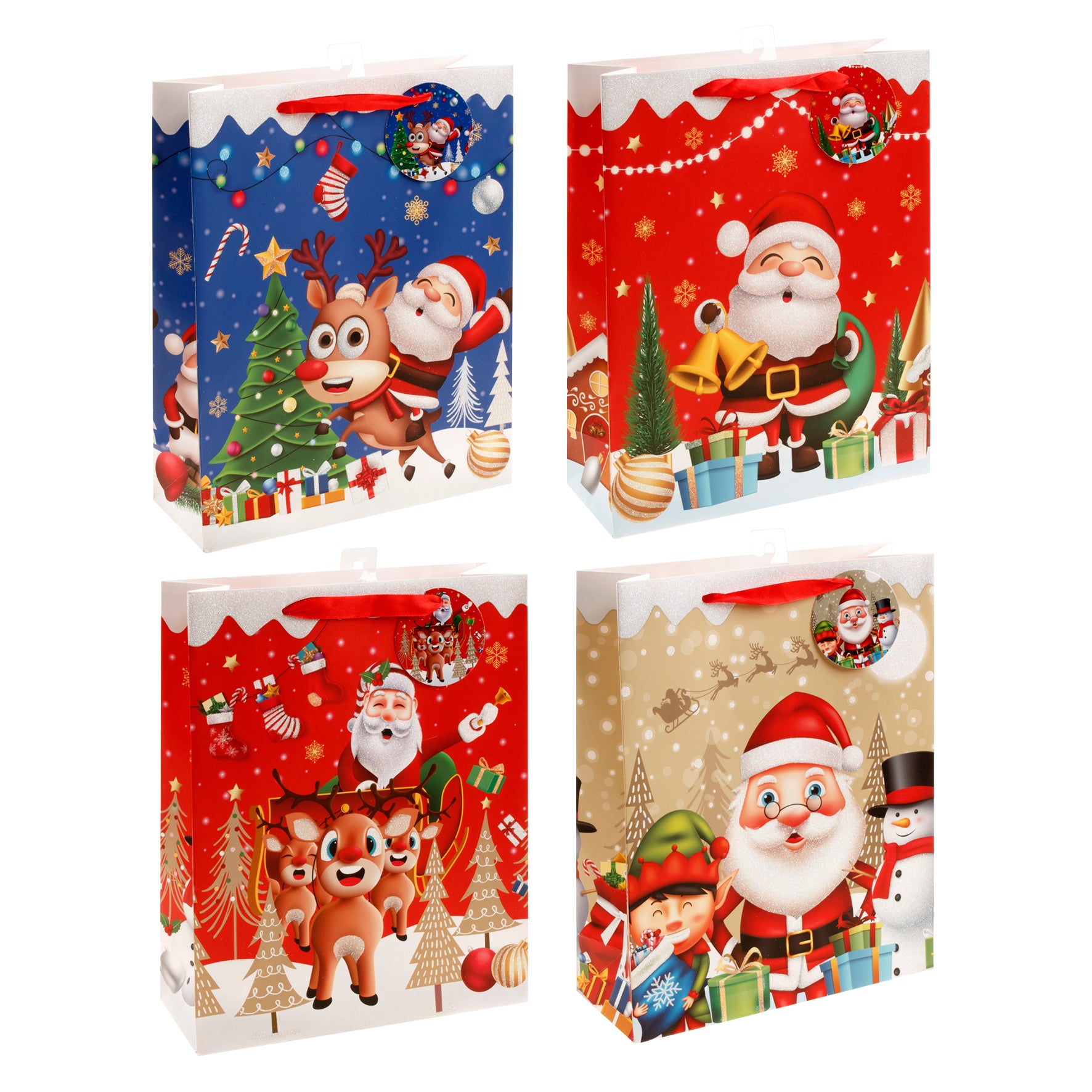 Christmas Santa Glitter Foil Gift Bag - Extra Large