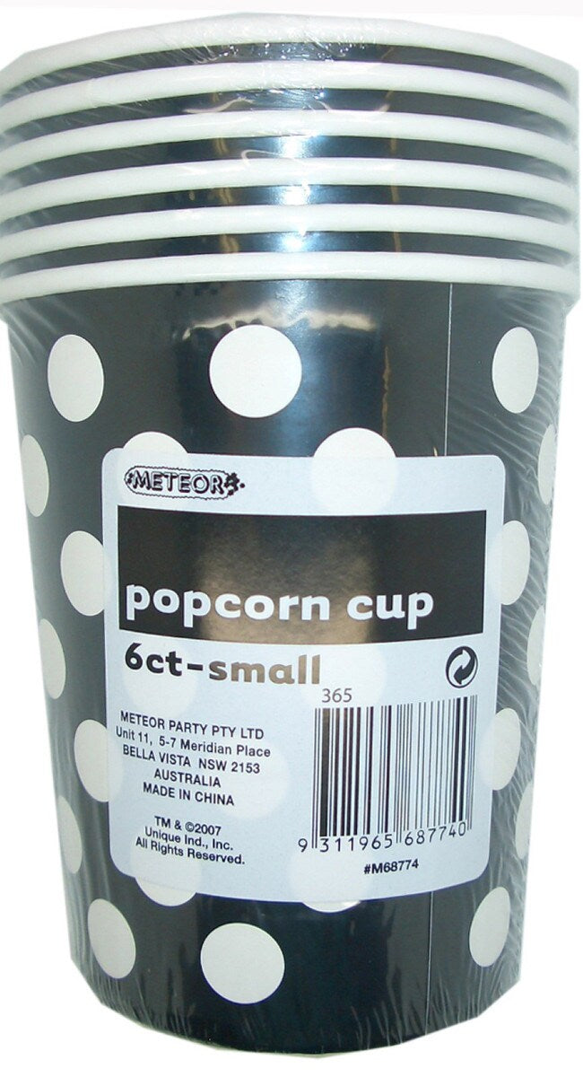 Dots Small Paper Popcorn Cups - Midnight Black