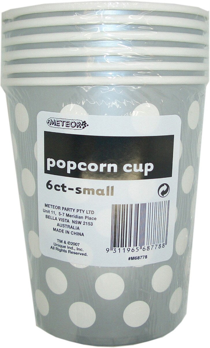 Dots Small Paper Popcorn Cups - Silver