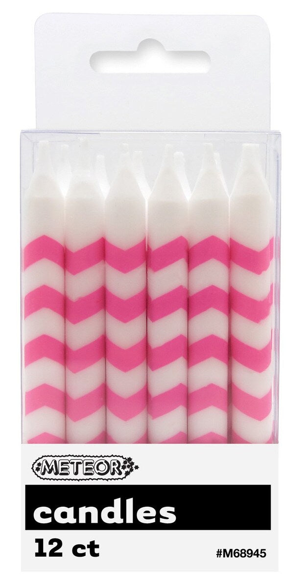 Chevron Birthday Candles - Hot Pink