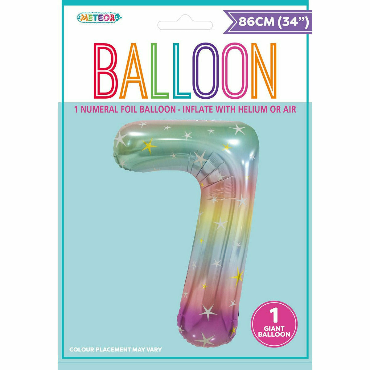 Foil Balloon Number 7 - Pastel Rainbow