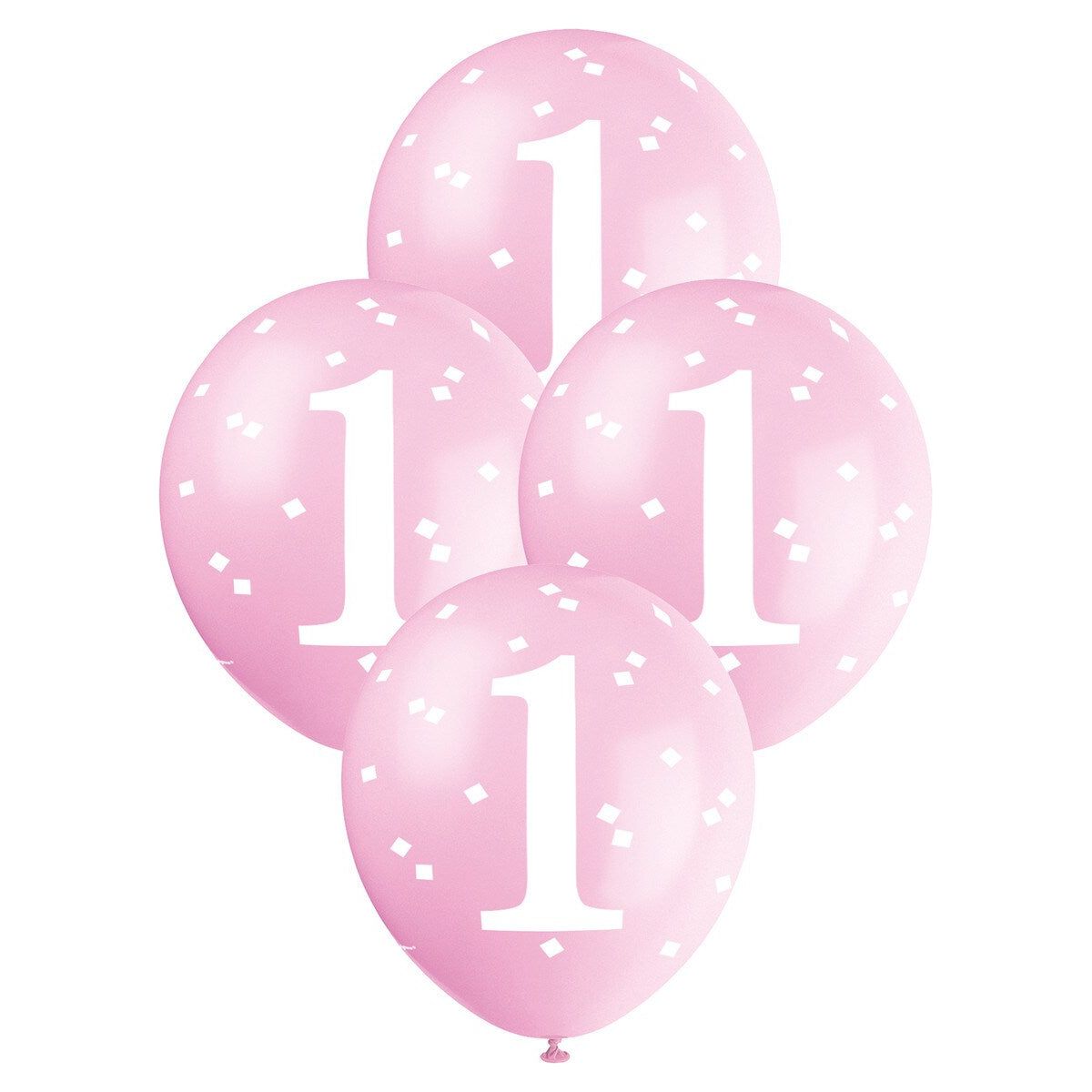 Gingham 1st Birthday Balloons - Pink