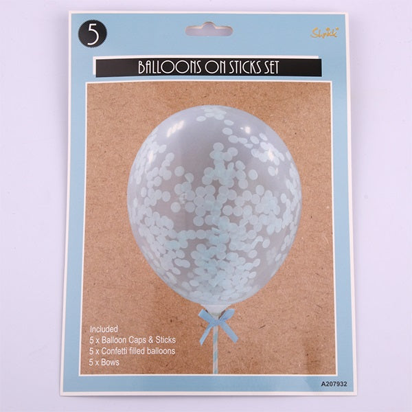 Balloons on Sticks Prefilled Mini Confetti - Blue