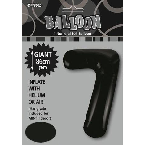 Black 7 Numeral - Foil Balloon