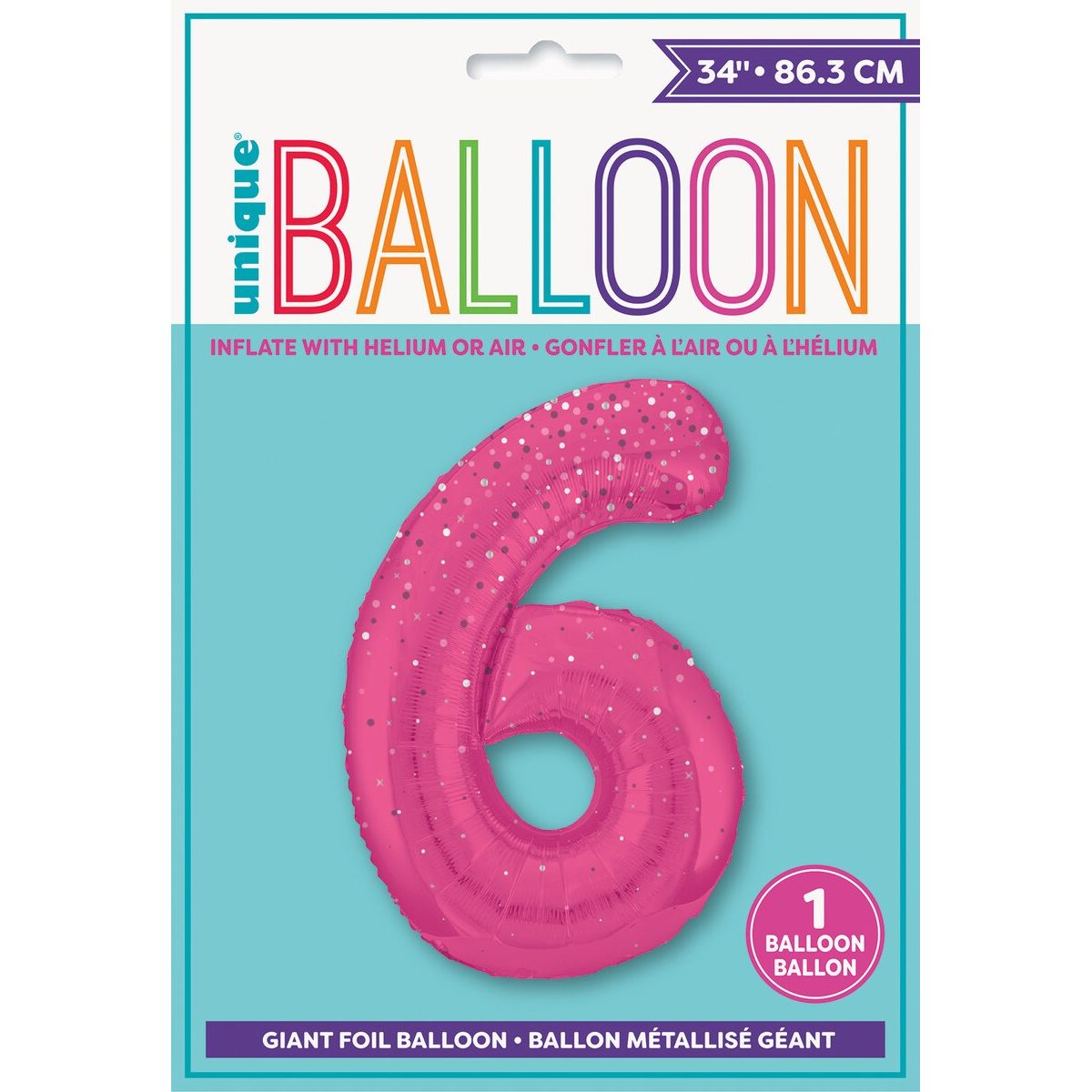 6th Birthday Foil Balloon - Glitz Pink