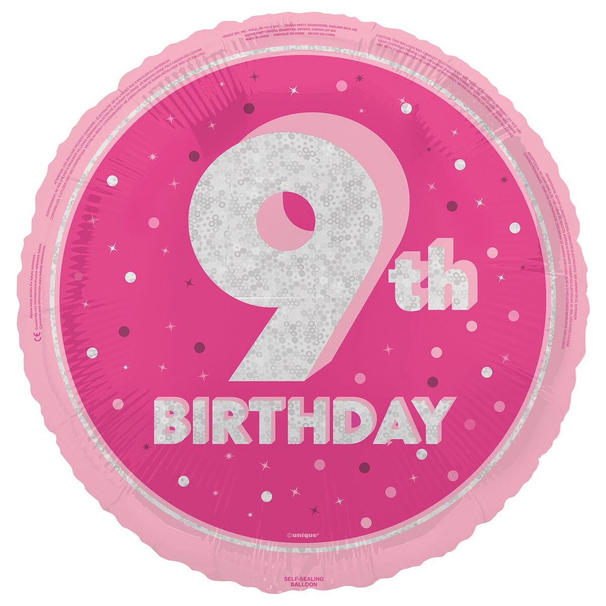 Glitz Pink - 9th Birthday Foil Balloon